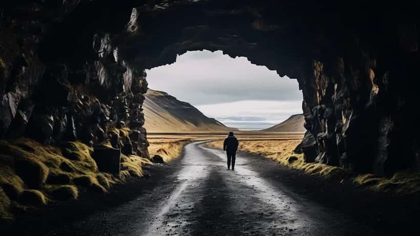 Útgangur Hvalfjörðurganganna á Íslandi