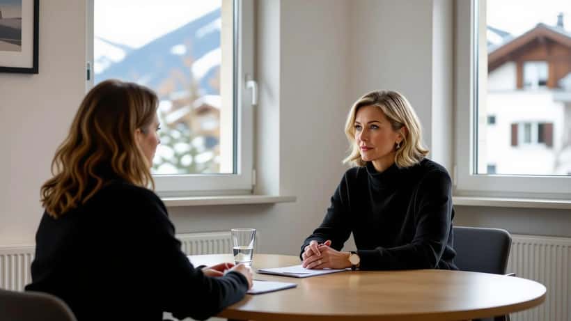 Un psychologue écoute une patiente dans un cabinet de consultation en Suisse