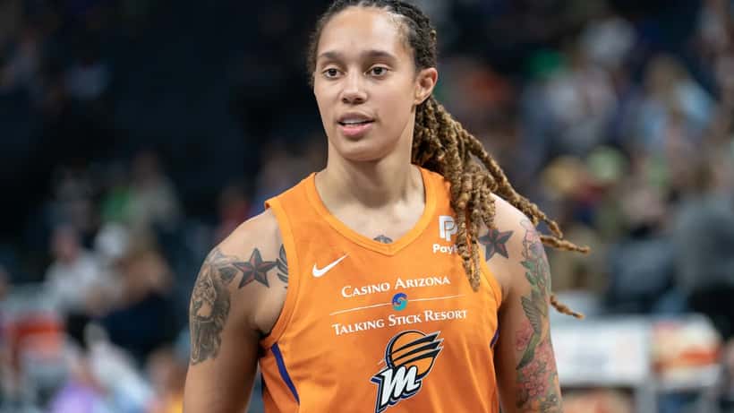 Brittney Griner en cancha durante un partido de la WNBA