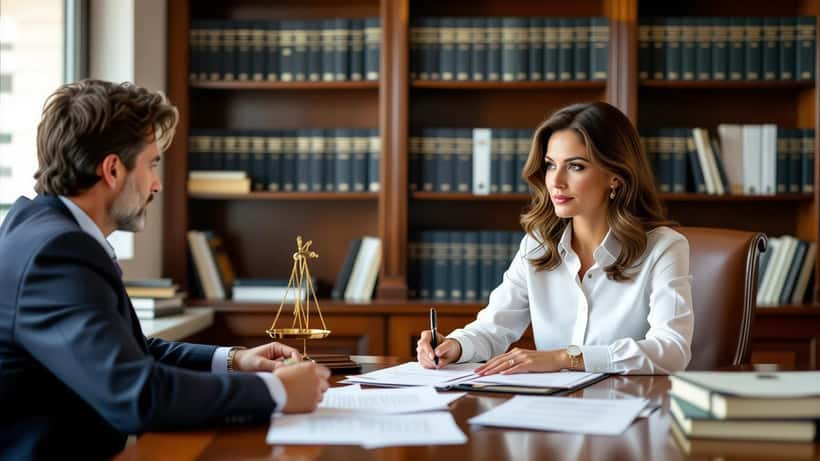Avvocato di famiglia che consulta una coppia in crisi coniugale in uno studio legale napoletano