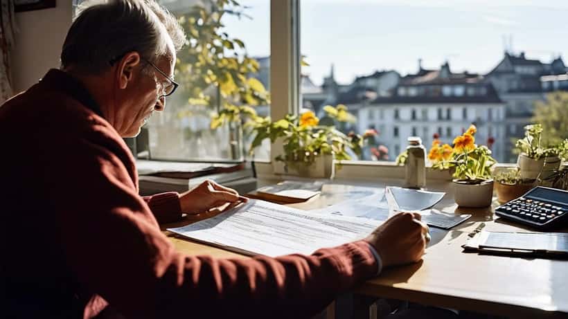 Locataire suisse examinant son contrat de bail et un avis de loyer à Lausanne