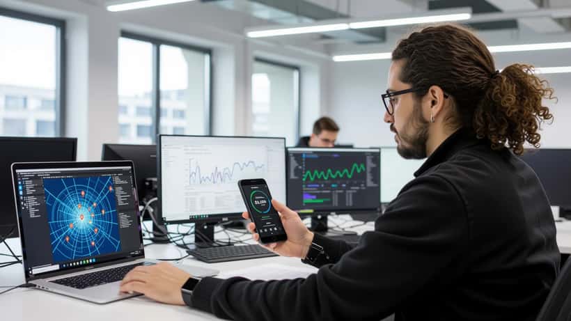 IT-Profi in Berliner Büro prüft GPS-Bewegungsdaten auf Smartphone – ARD-Dokumentation Datenhandel 2026