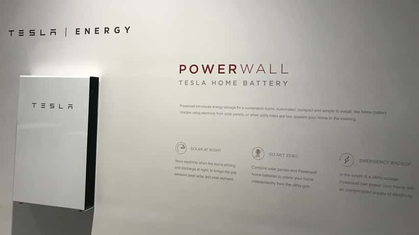 Tesla Powerwall 2 home battery system mounted on a wall