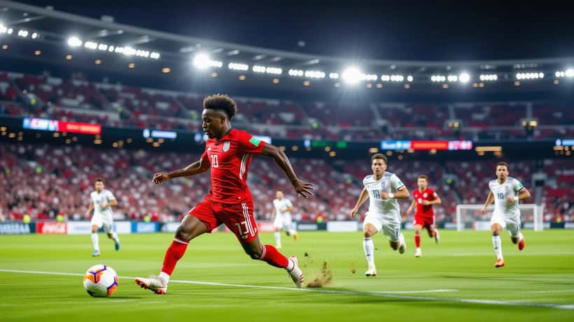Dan Ndoye en maillot rouge de l'équipe nationale suisse en action lors de la Coupe du Monde 2026 à Vancouver