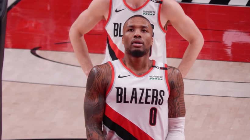 Damian Lillard in action on the basketball court before his Achilles injury