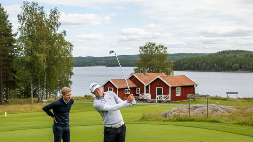 Golfspelare i full swing på Augusta National under Masters Tournament 2026