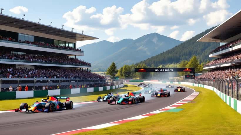 Formule 1 auto's racen op het Red Bull Ring circuit in Oostenrijk 2026