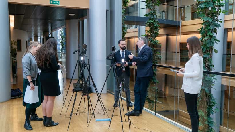 Bernd Lange, chair of the European Parliament trade committee, during a live interview