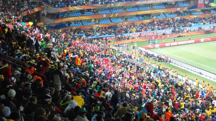 Danske fodboldfans jubler ved VM-kamp