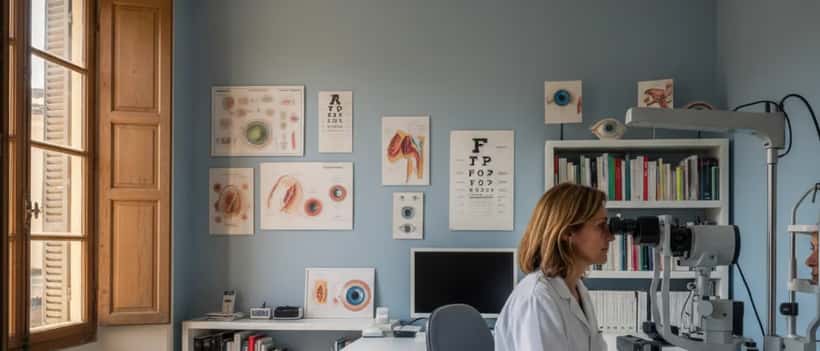 Ophtalmologue en consultation à Toulouse, salle d'examen éclairée de lumière naturelle chaude