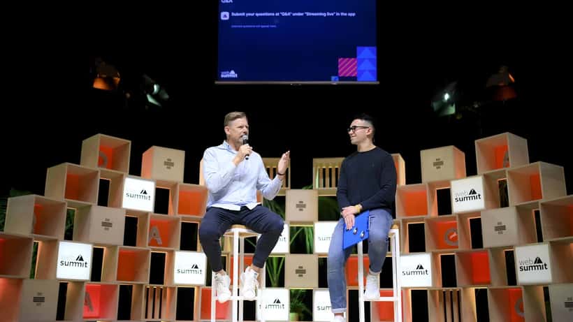 Peter Schmeichel speaking at Web Summit conference 2021