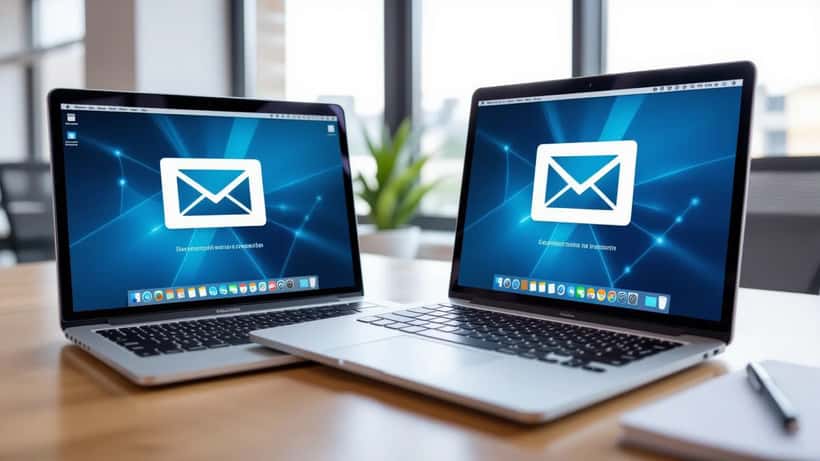 Schermo con applicazione Outlook e messaggio di errore sincronizzazione email, assistenza informatica 2026