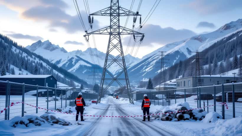 Pylône à haute tension effondré dans la zone industrielle du Botza à Vétroz, en Valais