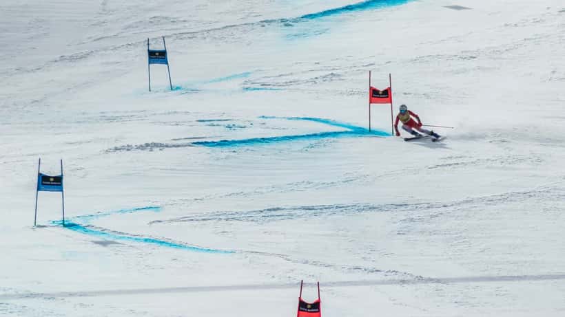 Michelle Gisin en action lors d'un slalom géant à Grandvalira en 2023