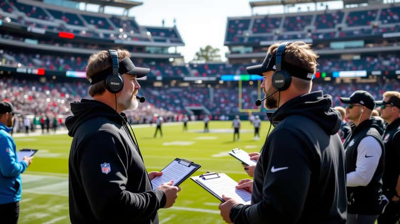 NFL head coach pacing the sideline during a mid-season game at Bank of America Stadium in Charlotte, NC