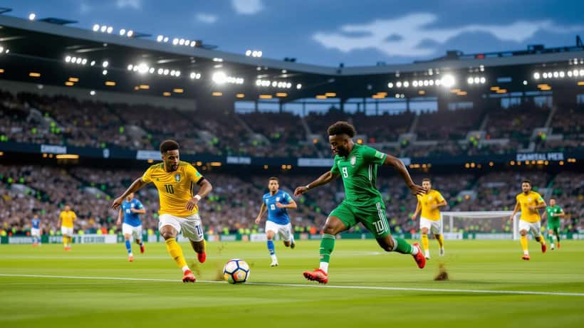 Fußball-Freundschaftsspiel Schottland gegen Brasilien 2026 im Hampden Park Glasgow bei Abendlicht