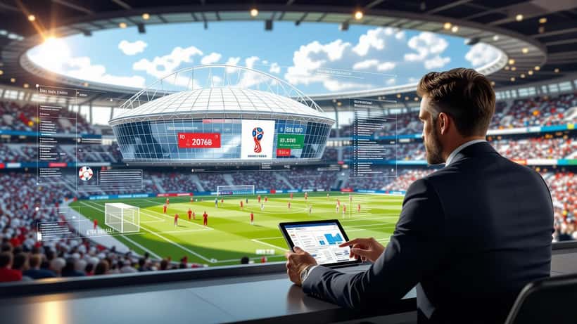 World Cup 2026 group stage results analysed by an expert consultant with tactical data overlays in a stadium