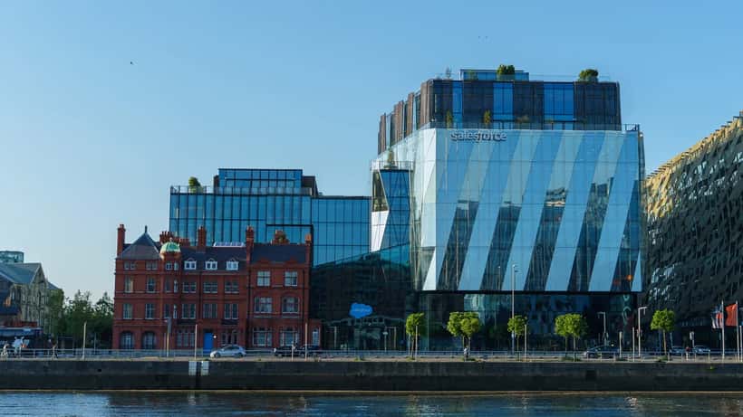 Salesforce office building exterior showing corporate branding