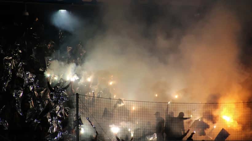 KRC Genk voetballers in actie tijdens UEFA Champions League wedstrijd