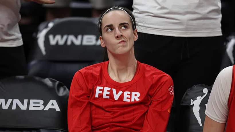 Caitlin Clark on the sidelines during Indiana Fever vs Minnesota Lynx, WNBA 2024
