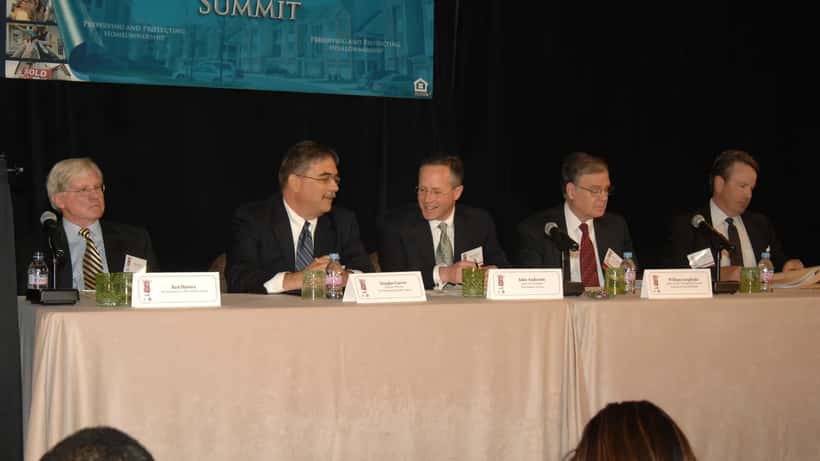 Financial regulators and housing professionals at a homeownership compliance summit discussing mortgage lending practices, Public domain US HUD