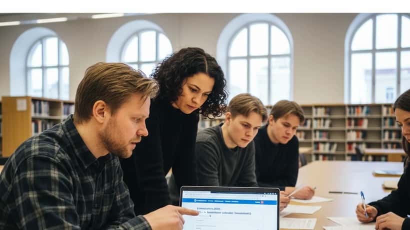 Suomalainen kansalainen selaa kansalaisaloite.fi-sivustoa kirjastossa Helsingissä