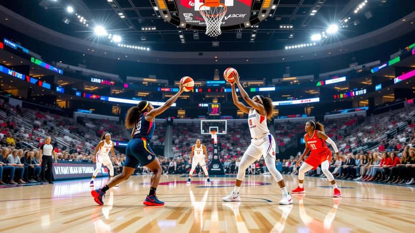 Professional women's basketball championship game in a packed arena