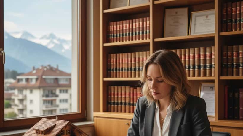 Avocate suisse expliquant les droits d'assurance incendie à un client dans un bureau à Soleure