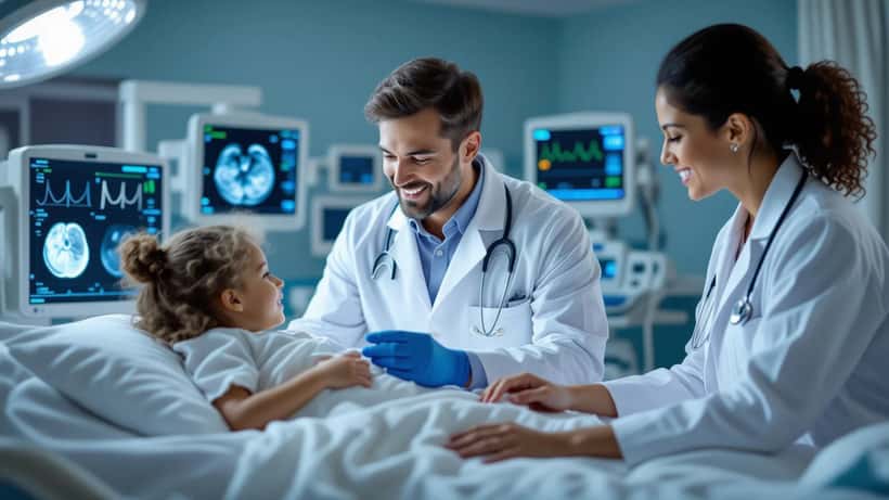 médico revisando imágenes de ecografía renal con un paciente en consulta médica