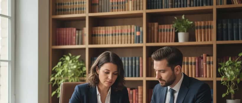 Avocat français en consultation avec un client dans un cabinet parisien