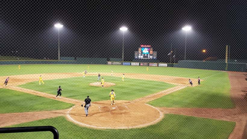 Savannah Bananas baseball game at Grayson Stadium with fans in the stands
