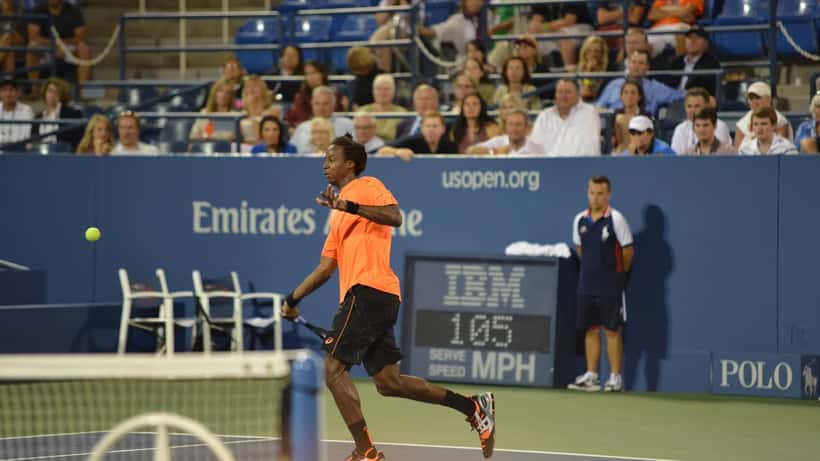 Gaël Monfils beim Tennis-Match in Aktion
