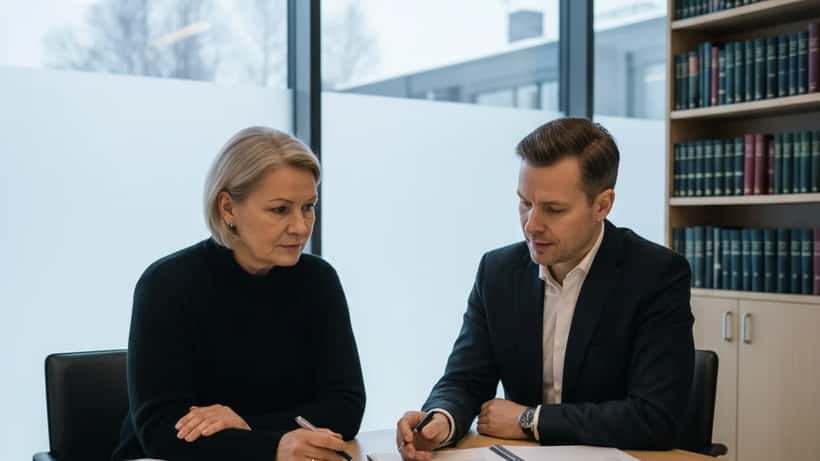 Omainen ja asianajaja käyvät läpi tapaturmakorvausasioita Oulussa