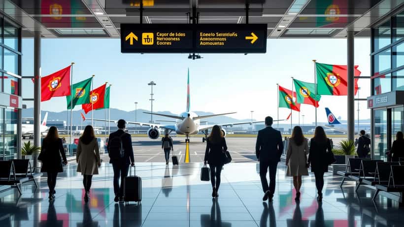 Adeptos portugueses no aeroporto a caminho do Mundial 2026 de futebol