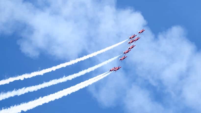 Red Arrows BAE Hawk T1A jets in formation display 2026