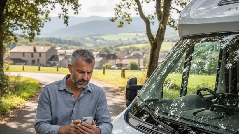 Propriétaire de camping-car consultant les nouvelles réglementations 2026 en France