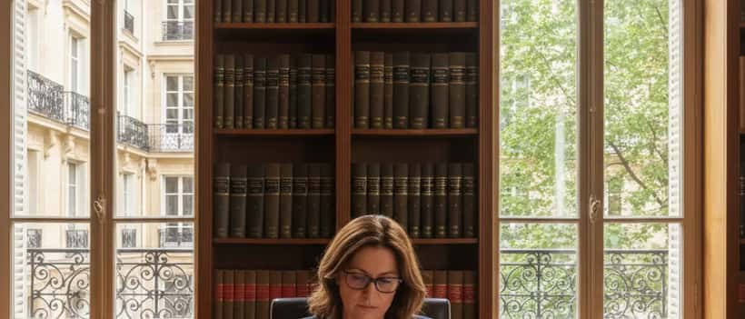 Avocate parisienne en cabinet consultant des documents juridiques sur droit pénal routier