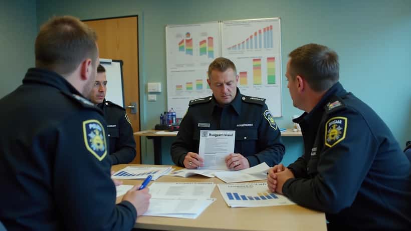 Íslenskir lögreglumenn á fundi þar sem rædd er ný þjóðleg stefna gegn skipulagðri glæpastarfsemi