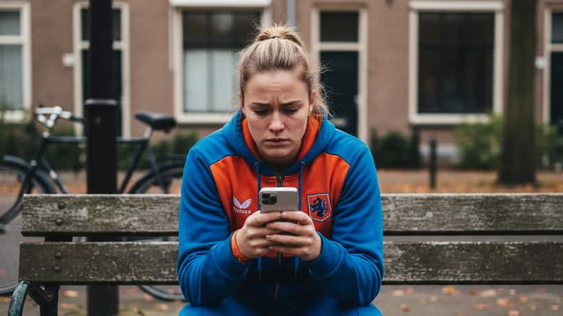 Jonge atleet in sportkleding verwerkt rouw buiten op een bank